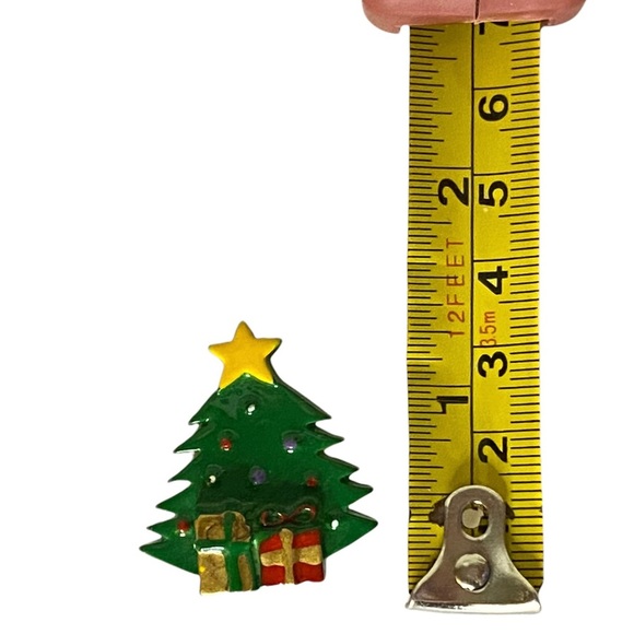 Christmas Tree Clip On Holiday Pin with Trees and Presents - Picture 3 of 6